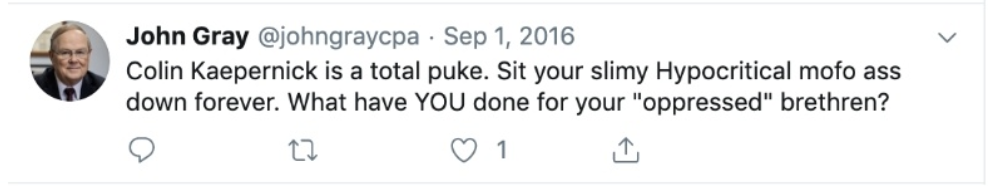 Gray tweet re: Colin Kaepernick